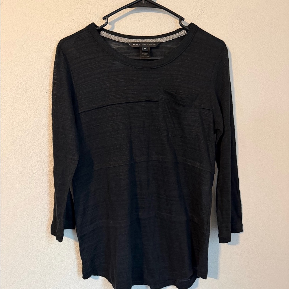 Women’s Marc by Marc Jacobs Tee Long Sleeve Shirt XS Black Sheer Designer Luxury